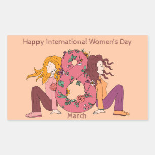 Happy International Women's Day (8 March) Rectangular Sticker