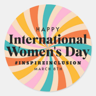 Happy International Women's Day   March 8th Button Classic Round Sticker