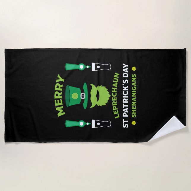 Happy Irish Saint Patrick's Day Australia March 17 Beach Towel (Front)