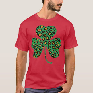 Happy Irish Shamrock Leopard Funny St  T-Shirt