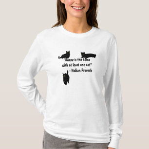 "Happy is the home with at least one cat" T-Shirt