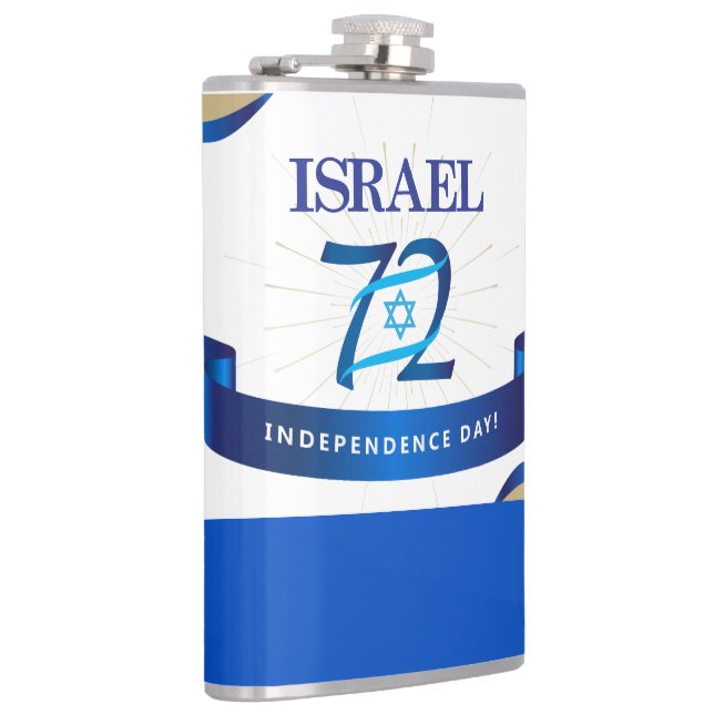 Happy Israel Independence Day Blue Star of David Hip Flask (Right)