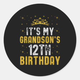 Happy Its My Grandsons 12th Birthday 2013 12 Years Classic Round Sticker