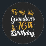 Happy Its My Grandsons 16th Birthday 2009 16 Years Classic Round Sticker<br><div class="desc">Happy Its My Grandsons 16th Birthday 2009 16 Years Old</div>