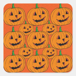 Happy Jack o Lantern Cartoon Pattern Square Sticker