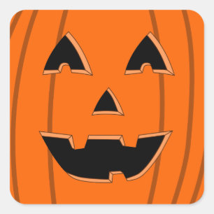 Happy Jack O Lantern Face Cartoon Square Sticker