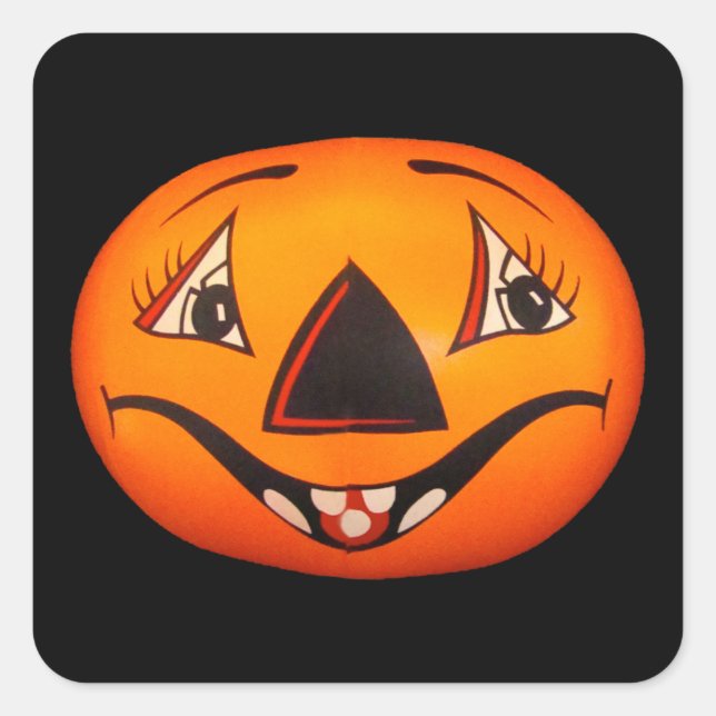 Happy Jack O’ Lantern Halloween Square Sticker (Front)