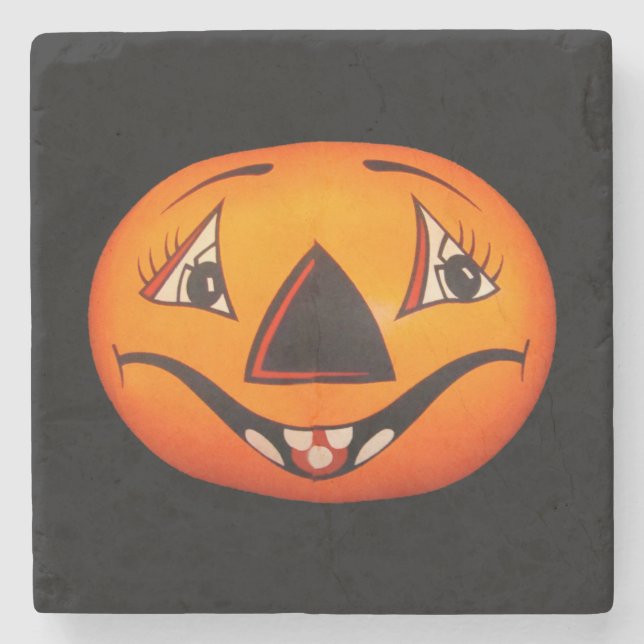 Happy Jack O’ Lantern Halloween Stone Coaster (Front)