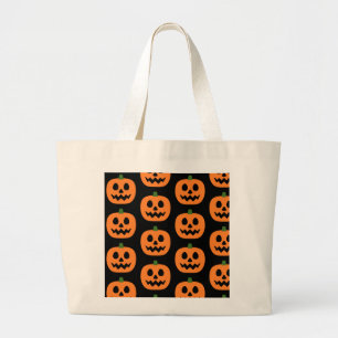 Happy Jack-O-Lantern Large Tote Bag