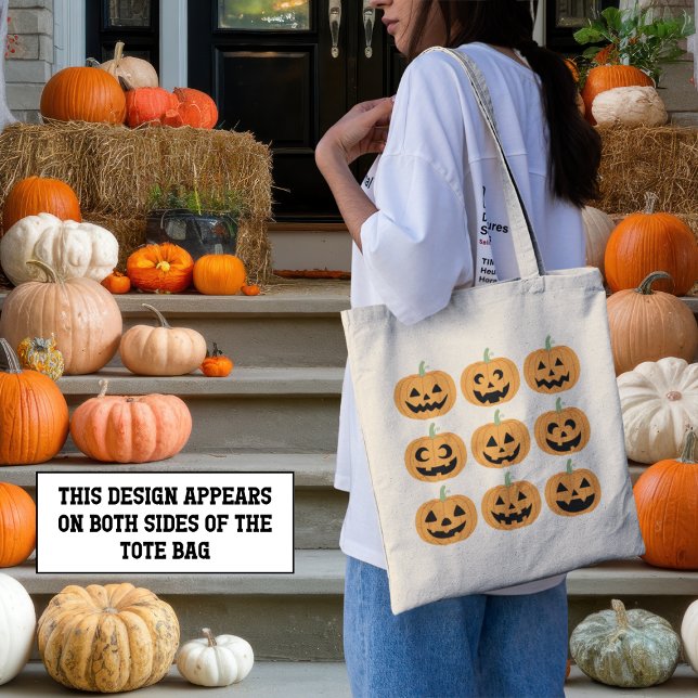 Happy Jack-O'-Lanterns  Tote Bag (This item is for display purposes only to illustrate the design element. )
