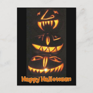 Happy Jack o'Lantern Faces Postcard