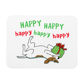 Happy Jack Russell Terrier Dog with Christmas Gift Magnet
