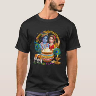 Happy Janmashtami Hinduism Hindu Holiday Radha Kri T-Shirt