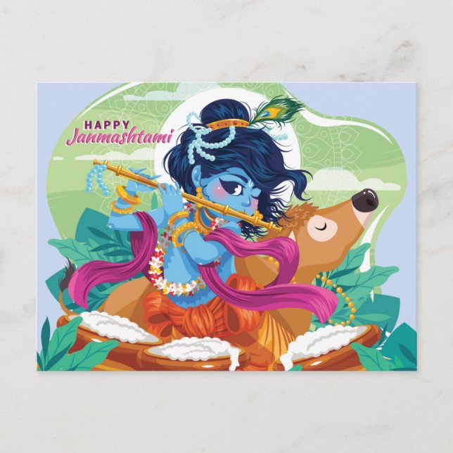 Happy Janmashtami  Invitation Postcard (Front)