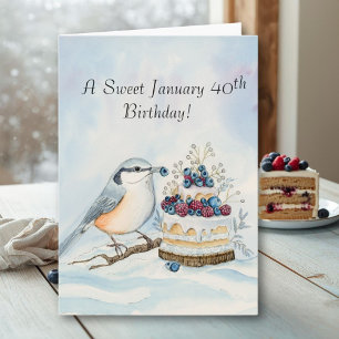 Happy January 40th Birthday Nuthatch Bird Card
