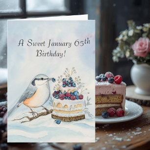 Happy January 65th Birthday Nuthatch Bird Card