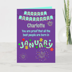 Happy January Birthday Folded Greeting Card