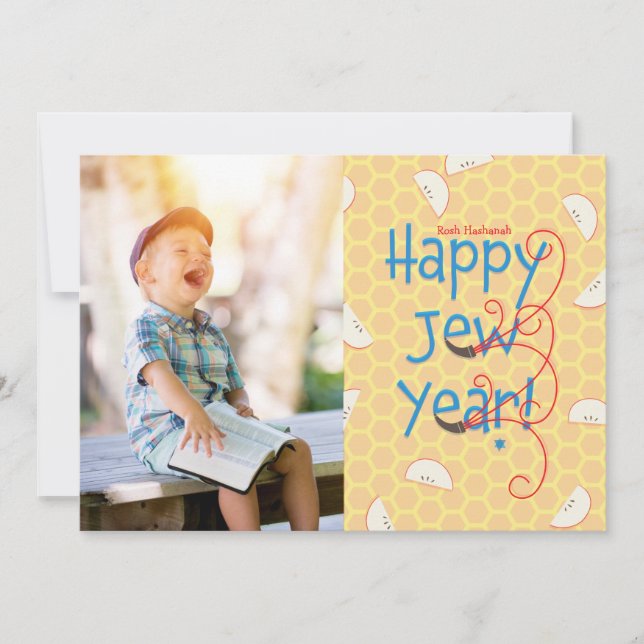 Happy Jew Year Rosh Hashanah Photo Card (Front)