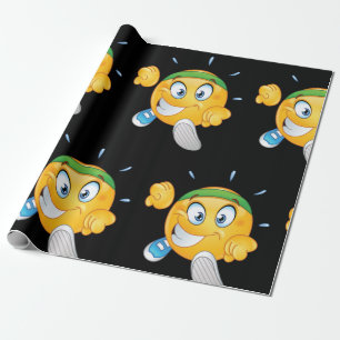 Happy Jogging Emoji Cartoon Runner Wrapping Paper