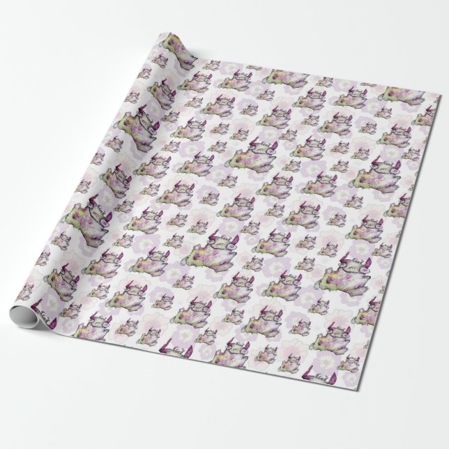 Happy Jogging Monster Creature Wrapping Paper (Unrolled)