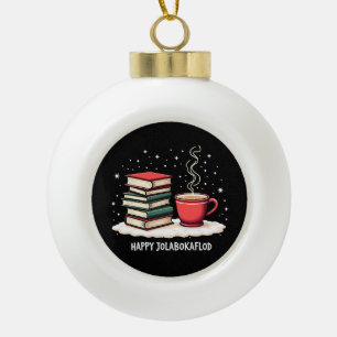 Happy Jolabokaflod Family Celebration Gift Ceramic Ball Christmas Ornament