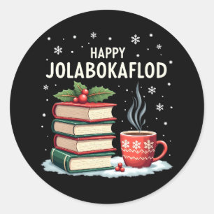 Happy Jolabokaflod Family Celebration Gift Classic Round Sticker