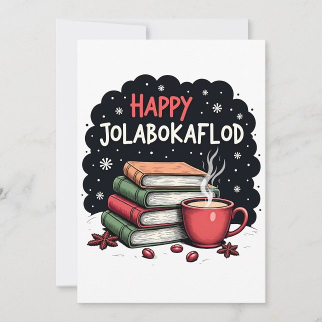 Happy Jolabokaflod Family Celebration Gift Holiday Card (Front)