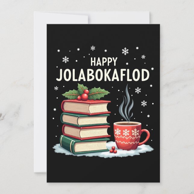 Happy Jolabokaflod Family Celebration Gift Holiday Card (Front)