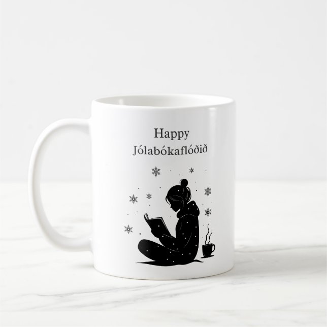 Happy Jolabokaflod – Icelandic Book Flood Gift Coffee Mug (Left)