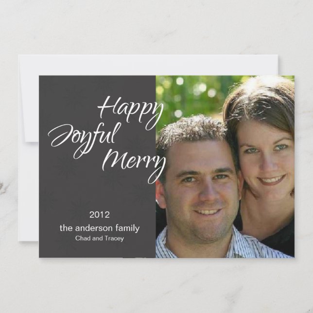 Happy Joyful Merry-black Holiday Card (Front)