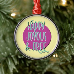 Happy Joyous & Free Recovery Slogan Metal Tree Decoration