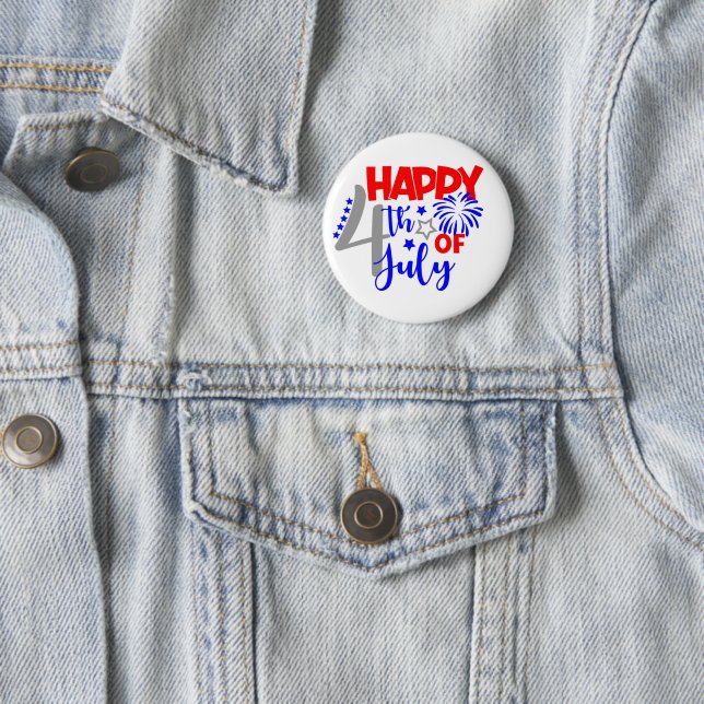 Happy July 4th 6 Cm Round Badge (In Situ)