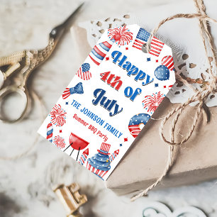 Happy July 4th Fireworks BBQ Party Gift Tags