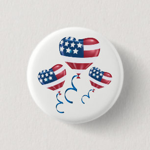 Happy July 4th heart balloons 3 Cm Round Badge
