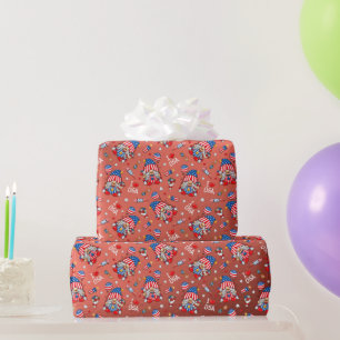 Happy July 4th I Love The USA Patriotic Gnome Wrapping Paper