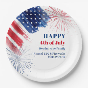 Happy July 4th Independence Day USA Family Reunion Paper Plate