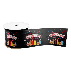 Happy July 4th Picnic Satin Ribbon