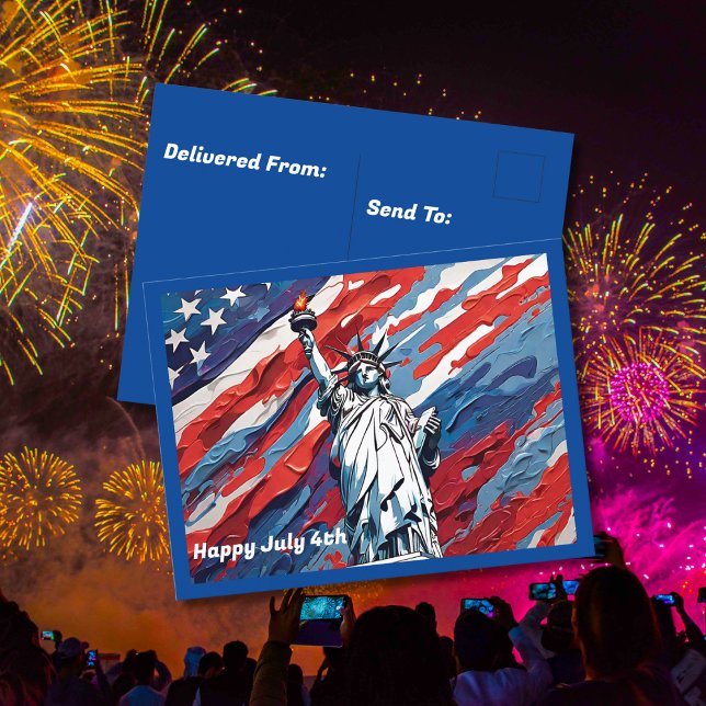 Happy july 4th statue of liberty postcard (Creator Uploaded)