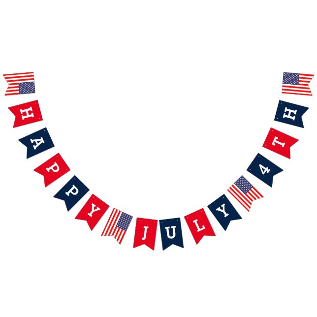 Happy July 4th US flag Bunting Banner Party Flags (All)