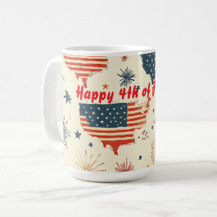 Happy July 4th Vintage American Map Coffee Mug