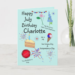 Happy July Birthday Folded Greeting Card