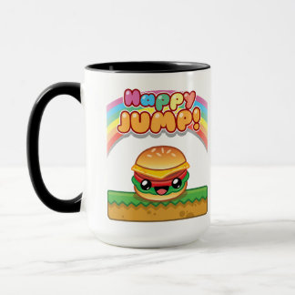 Happy Jump Burger Title Style Mug
