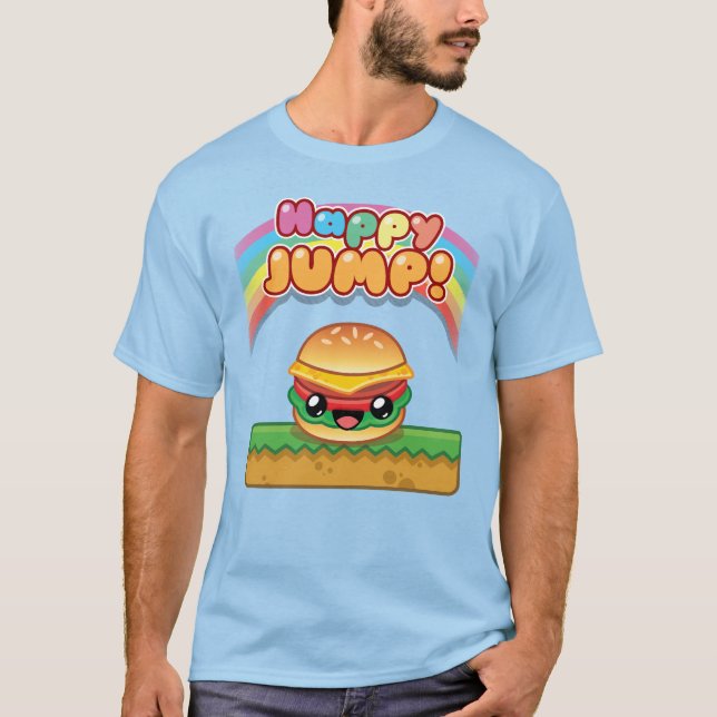 Happy Jump Burger Title Style T-Shirt (Front)
