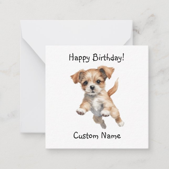 Happy Jumping Dog Art – Happy Birthday Gift Card (Front)