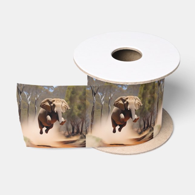 Happy Jumping Elephant,  Satin Ribbon (Spool)