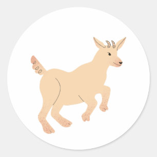 Happy Jumping Goat Kid Classic Round Sticker