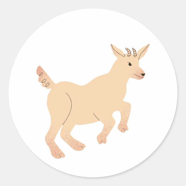 Happy Jumping Goat Kid Classic Round Sticker (Front)