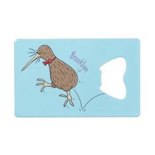 Happy jumping kiwi with bow tie cartoon design