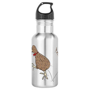 Happy jumping kiwi with bow tie cartoon design 532 ml water bottle