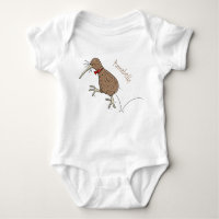Happy jumping kiwi with bow tie cartoon design